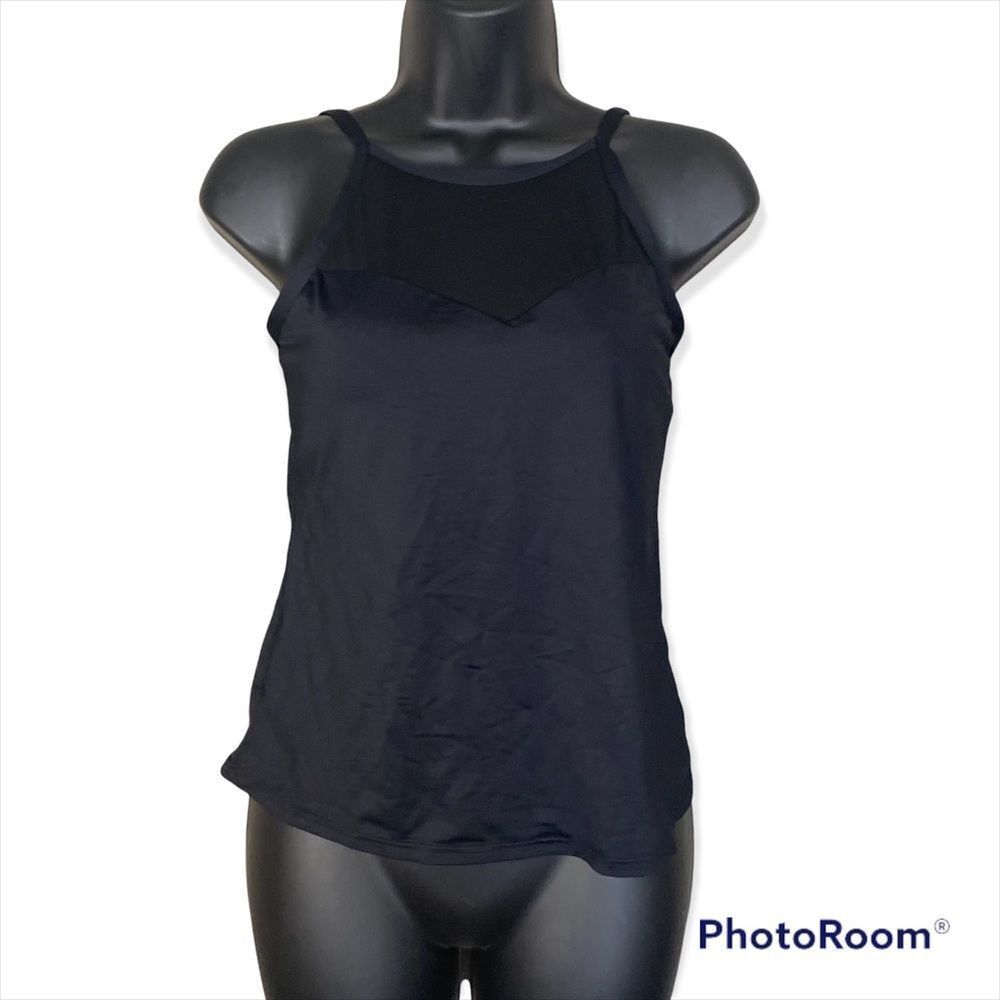 𝅺LA BLANCA black swim suit top with mesh